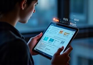 Person reading a book on a digital device