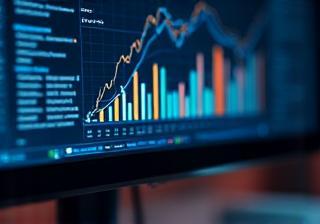 Data visualization graph on a computer screen
